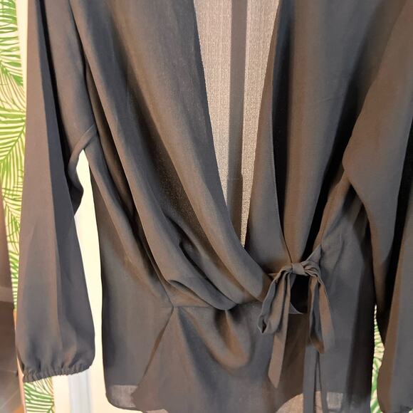 Allsaints Black Sheer Mia Wrap Blouse Small - Picture 4 of 8